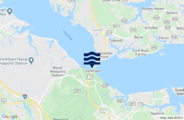 Mappa delle Getijden in Gloucester Point 0.4 mile southwest of, United States
