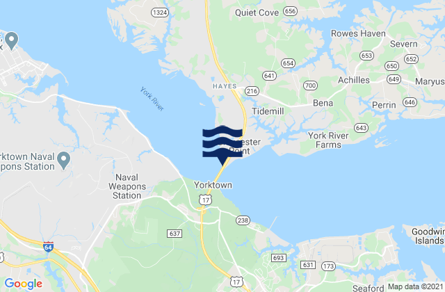 Mappa delle Getijden in Gloucester Point, United States