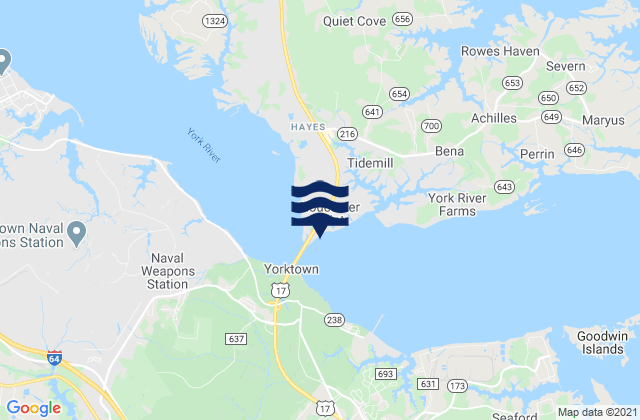 Mappa delle Getijden in Gloucester Point, United States