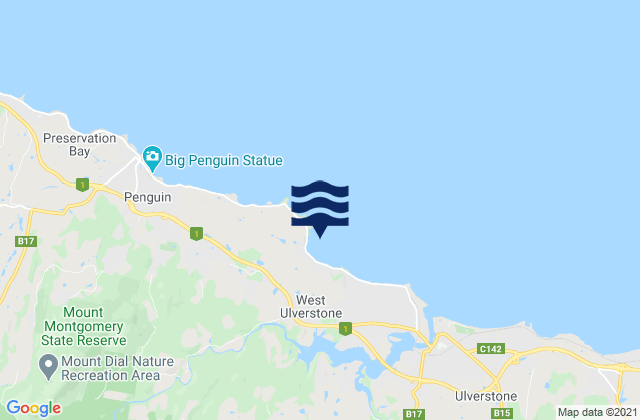 Mappa delle Getijden in Goat Island, Australia
