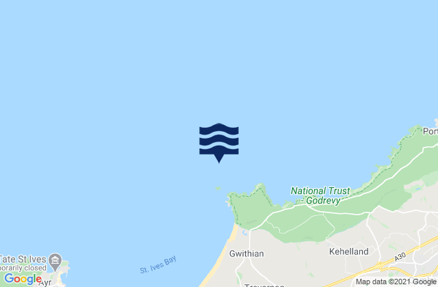 Mappa delle Getijden in Godrevy Island, United Kingdom