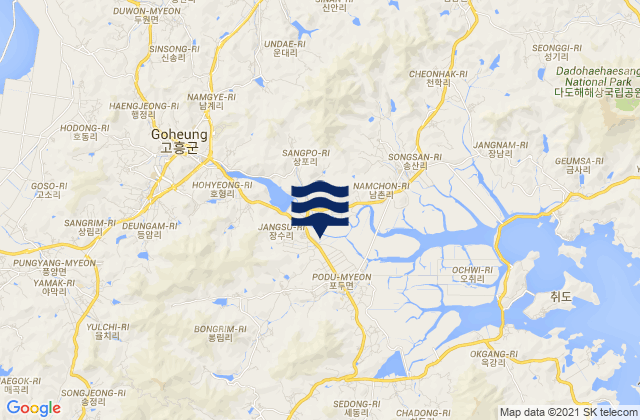 Mappa delle Getijden in Goheung-gun, South Korea