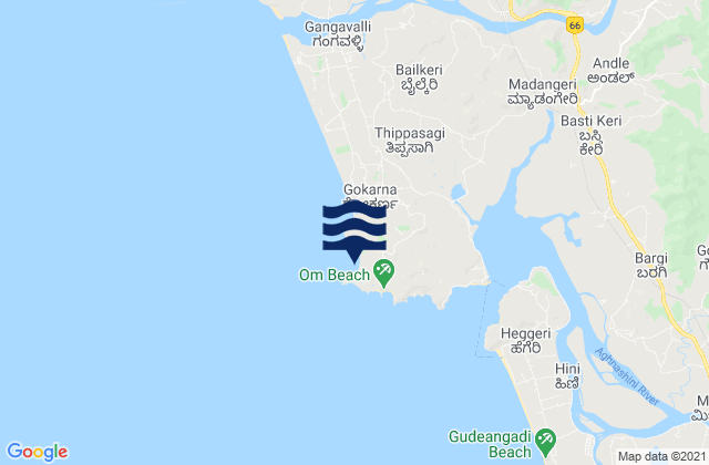 Mappa delle Getijden in Gokarna Beach, India
