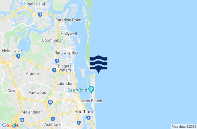 Mappa delle Getijden in Gold Coast Seaway, Australia