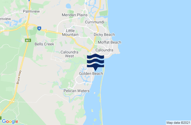Mappa delle Getijden in Golden Beach, Australia