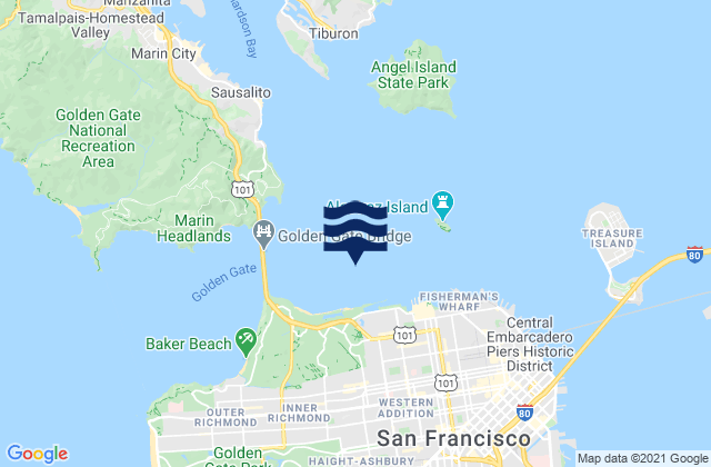 Mappa delle Getijden in Golden Gate Bridge .8 mi E ., United States