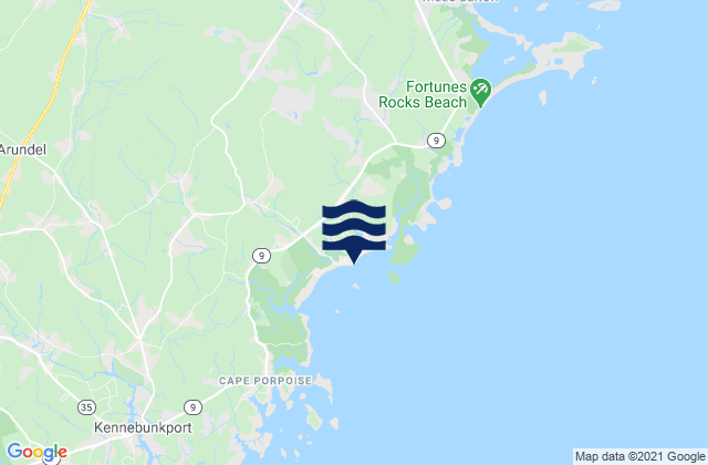 Mappa delle Getijden in Goose Rocks Beach, United States