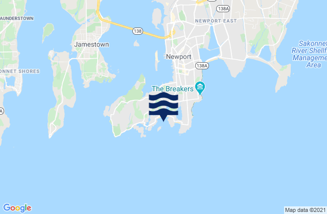 Mappa delle Getijden in Gooseberry Beach, United States