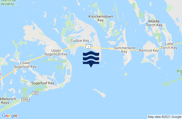 Mappa delle Getijden in Gopher Key Cudjoe Bay, United States