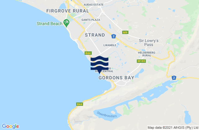Mappa delle Getijden in Gordons Bay Harbour, South Africa