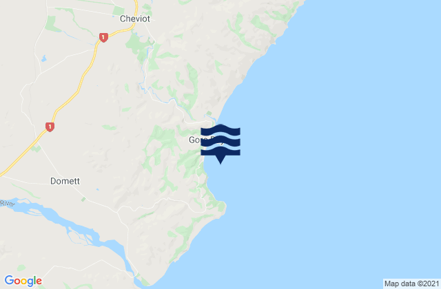 Mappa delle Getijden in Gore Bay, New Zealand