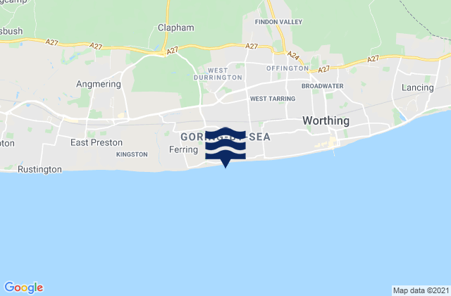Mappa delle Getijden in Goring-by-Sea, United Kingdom