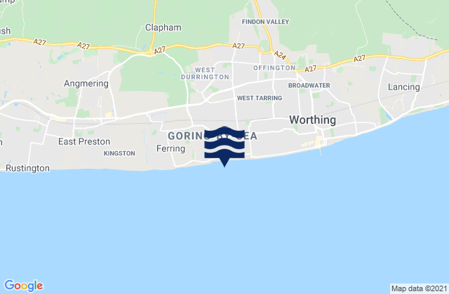 Mappa delle Getijden in Goring Beach, United Kingdom