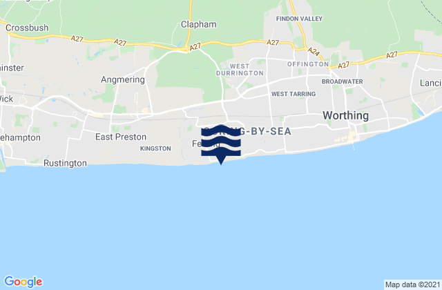 Mappa delle Getijden in Goring Gap Beach, United Kingdom