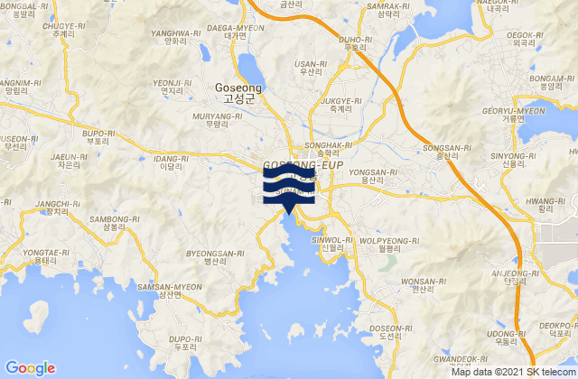Mappa delle Getijden in Goseong-gun, South Korea