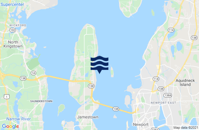 Mappa delle Getijden in Gould Island west of, United States