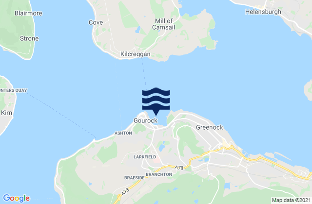 Mappa delle Getijden in Gourock Bay, United Kingdom