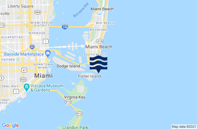Mappa delle Getijden in Government Cut (Miami Harbor Entrance), United States
