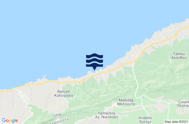 Mappa delle Getijden in Goúfes, Cyprus