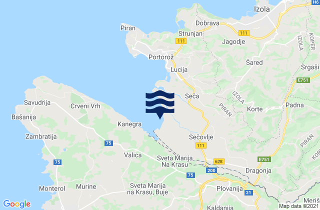 Mappa delle Getijden in Grad Buje, Croatia