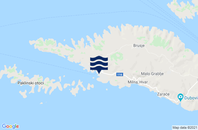 Mappa delle Getijden in Grad Hvar, Croatia