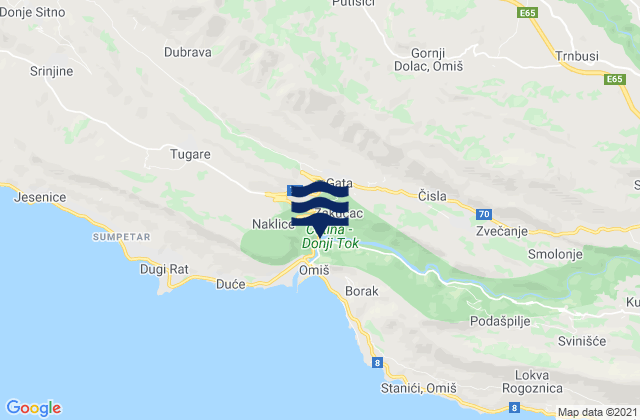 Mappa delle Getijden in Grad Omiš, Croatia