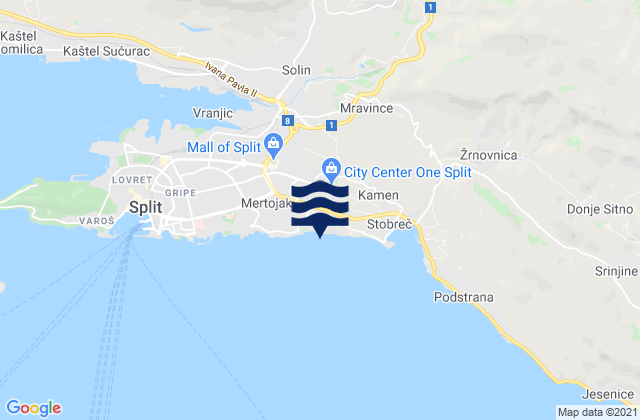 Mappa delle Getijden in Grad Split, Croatia
