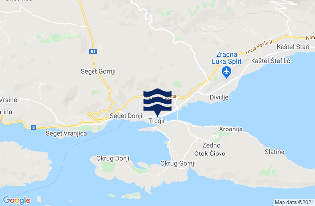 Mappa delle Getijden in Grad Trogir, Croatia