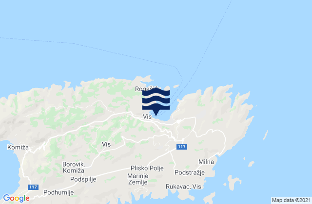 Mappa delle Getijden in Grad Vis, Croatia