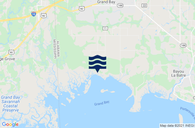 Mappa delle Getijden in Grand Bay, United States