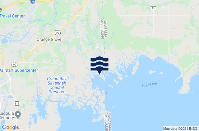 Mappa delle Getijden in Grand Bay Nerr Mississippi Sound, United States