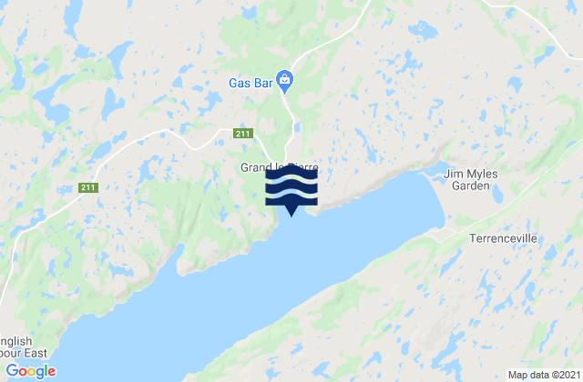 Mappa delle Getijden in Grand Le Pierre Harbour, Canada