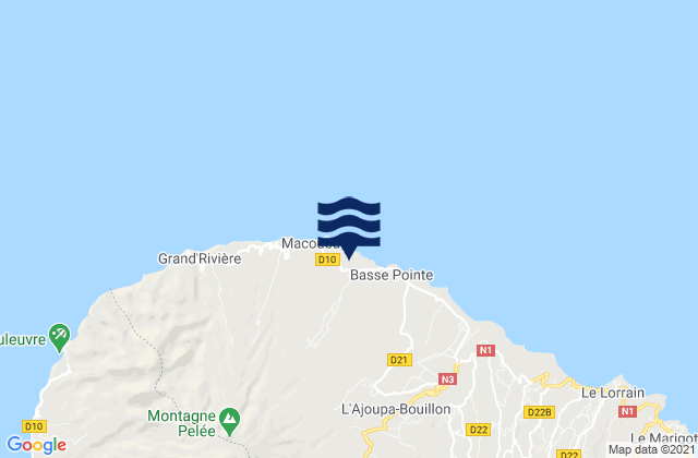 Mappa delle Getijden in Grand Riviere, Martinique
