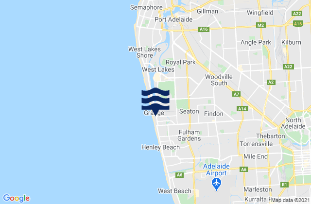 Mappa delle Getijden in Grange, Australia