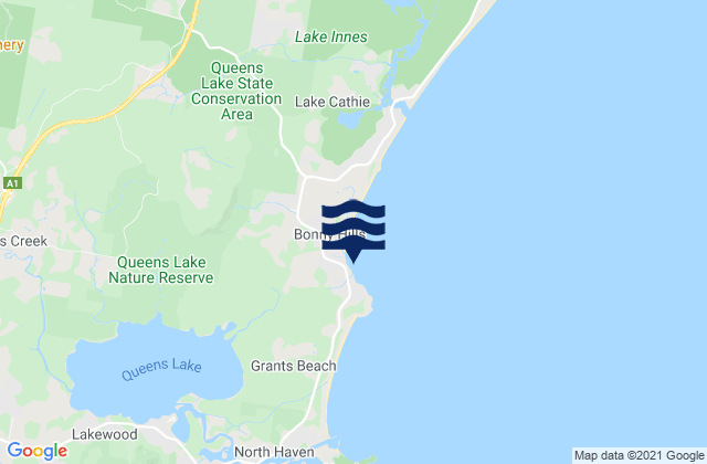 Mappa delle Getijden in Grants Beach, Australia