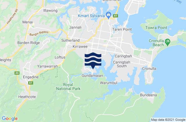 Mappa delle Getijden in Grays Point, Australia