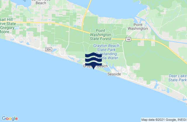 Mappa delle Getijden in Grayton Beach, United States