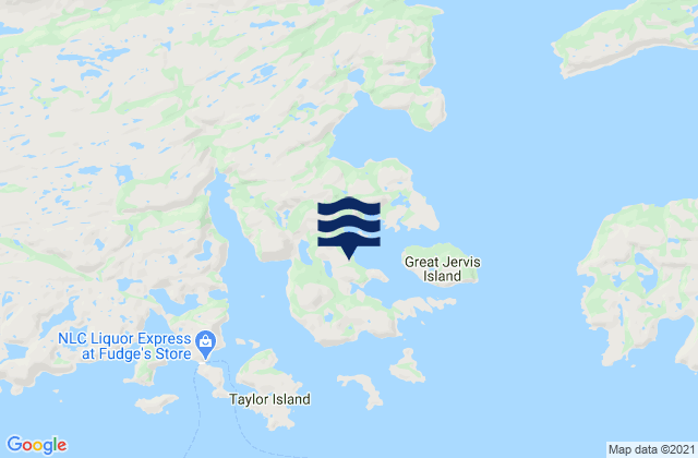 Mappa delle Getijden in Great Jervis Harbour, Canada