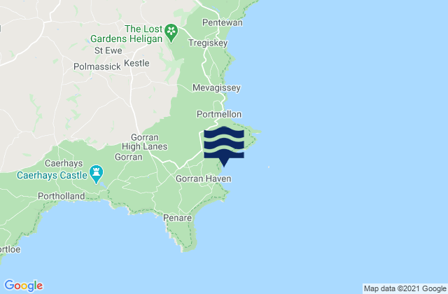 Mappa delle Getijden in Great Perhaver Beach, United Kingdom