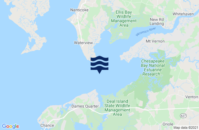 Mappa delle Getijden in Great Shoals Light (Monie Bay), United States