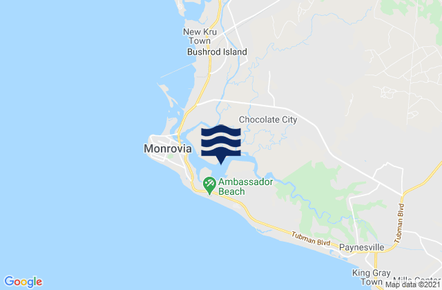 Mappa delle Getijden in Greater Monrovia, Liberia