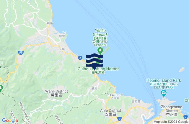 Mappa delle Getijden in Green Bay, Taiwan
