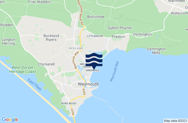 Mappa delle Getijden in Greenhill Beach, United Kingdom