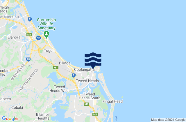 Mappa delle Getijden in Greenmount Beach, Australia