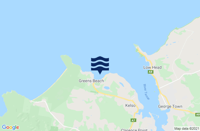 Mappa delle Getijden in Greens Beach, Australia