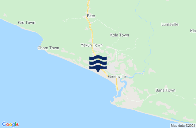 Mappa delle Getijden in Greenville District, Liberia