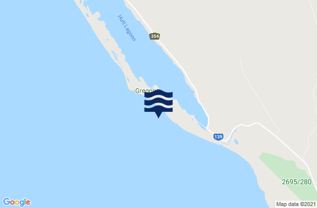 Mappa delle Getijden in Gregory, Australia