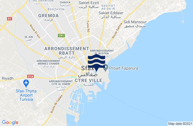 Mappa delle Getijden in Gremda, Tunisia