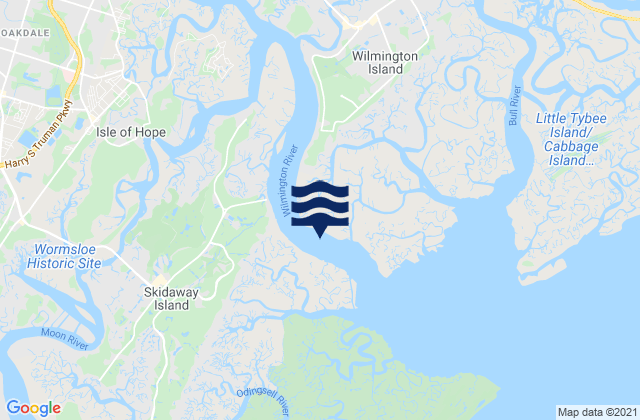 Mappa delle Getijden in Greys Island, United States
