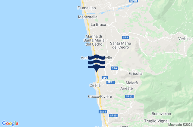 Mappa delle Getijden in Grisolia, Italy